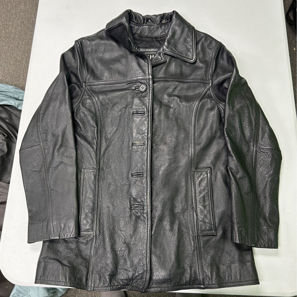 Leather Limited Jacket Women XS Black Genuine Leather Quilted Insulated Coat